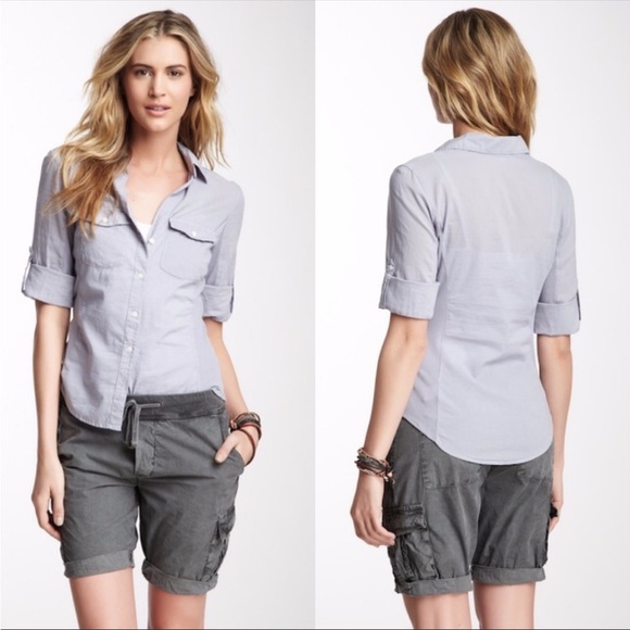 James Perse Tops - Standard James Perse Contrast Ribbed Surplus Button Down Shirt Sky Blue Gray